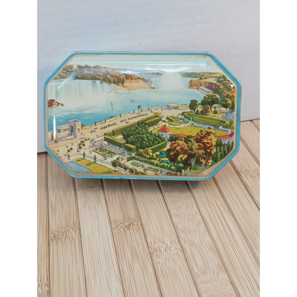 Vintage Blue Bird Toffee Tin Niagara Falls Oakes Garden Theatre Harry Vincent